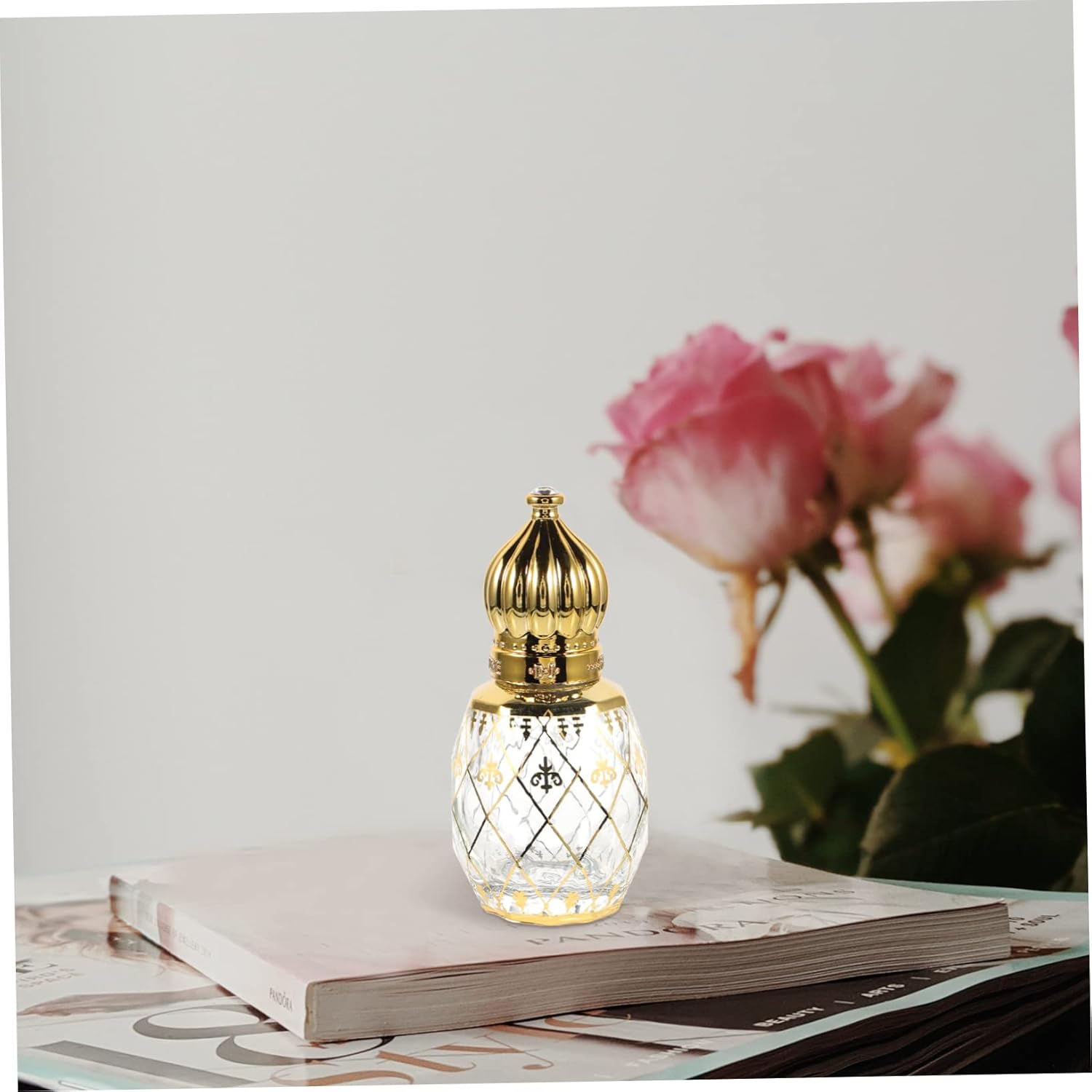 Middle Eastern Style Empty Perfume Bottle with Crown Lid