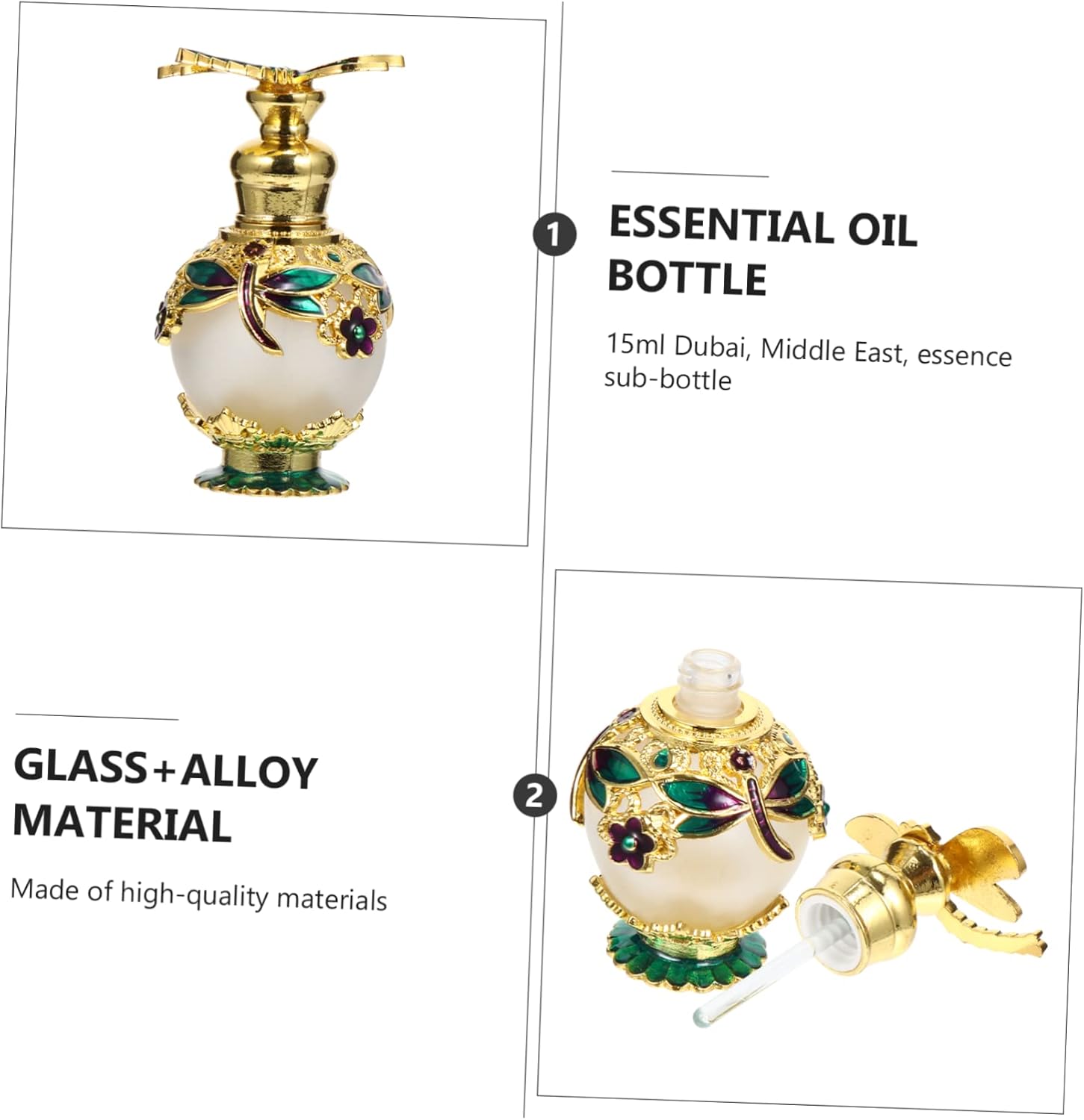 1Pc Glass Essential Oil Bottle for Aromatherapy Diffuser Storage and Perfume Use