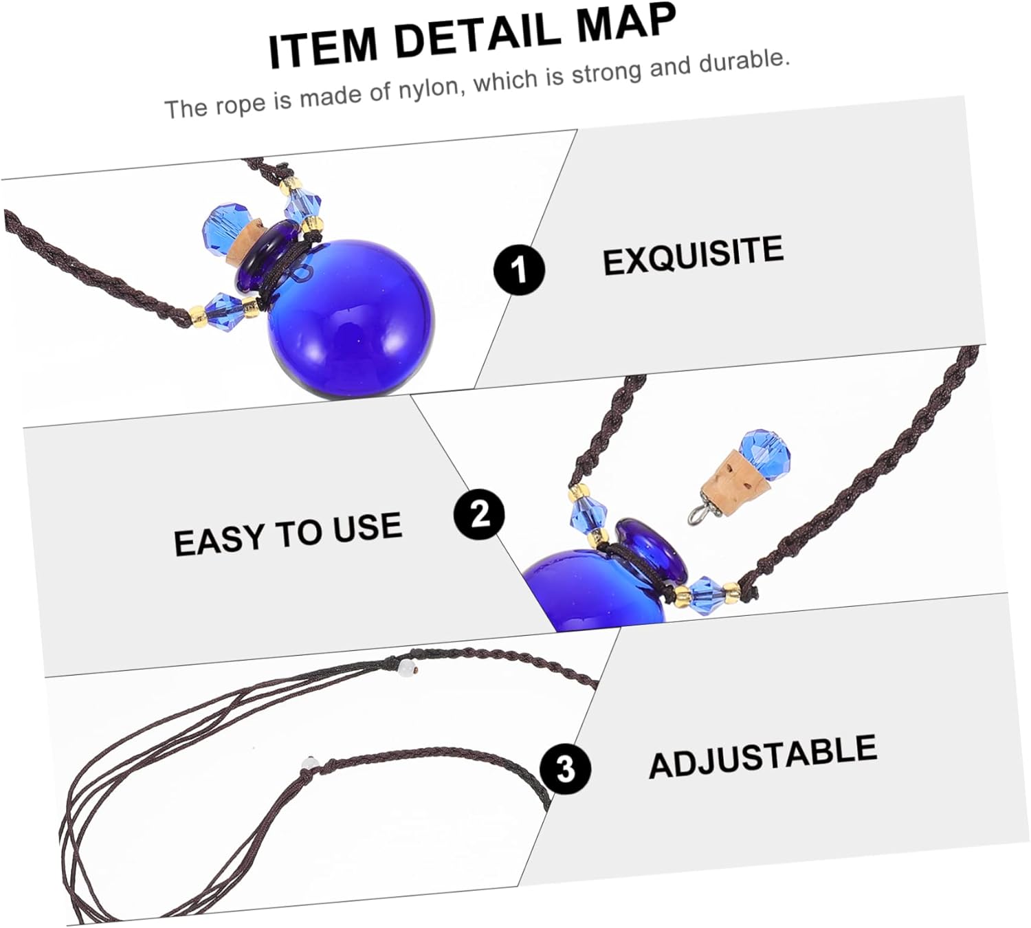 Adjustable Perfume Bottle Necklace for Car Diffusion and Home Use