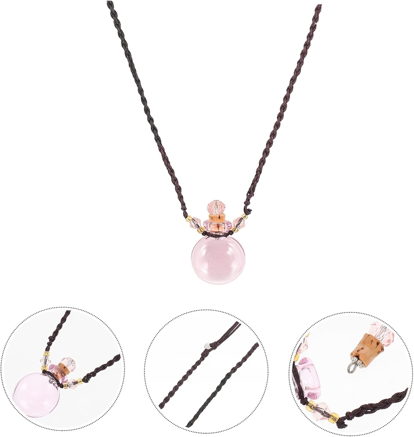 VINTORKY Glass Essential Oil Diffuser Pendant Necklace Car Decor Accessory