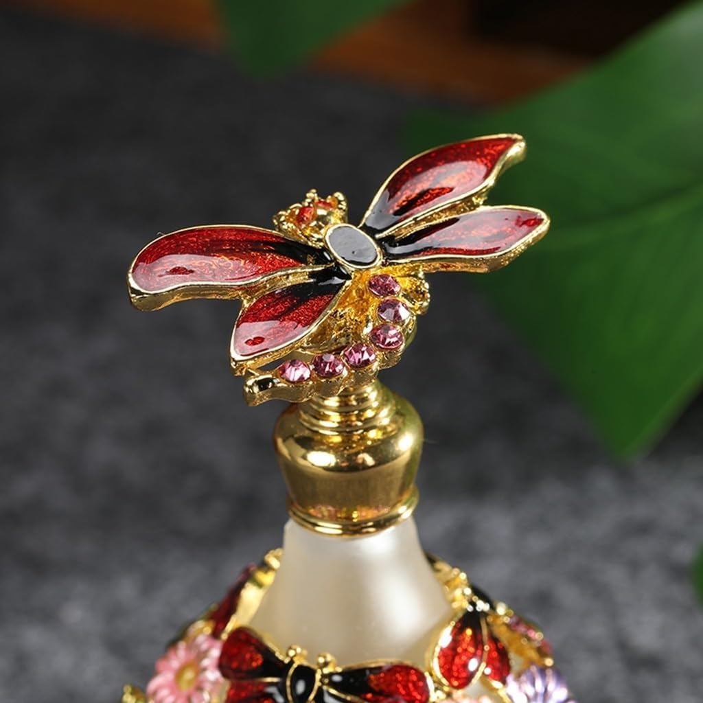 25ml Perfume Bottles Empty with Dragonfly Cover Vintage Glass Decorative Bottles for Girls Women