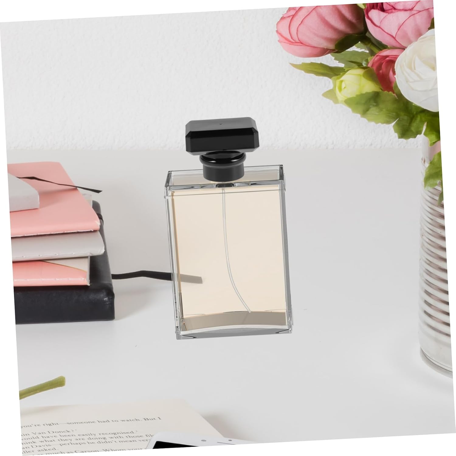 5pcs Black Square Perfume Bottle Caps with Screw Seal for Travel and Versatile Use