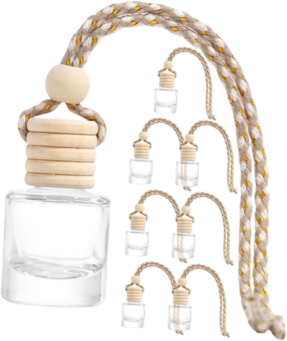 8pcs Car Glass Perfume Bottles Diffuser Pendant for Auto Decor Interior Decoration Hanging Scent Holder