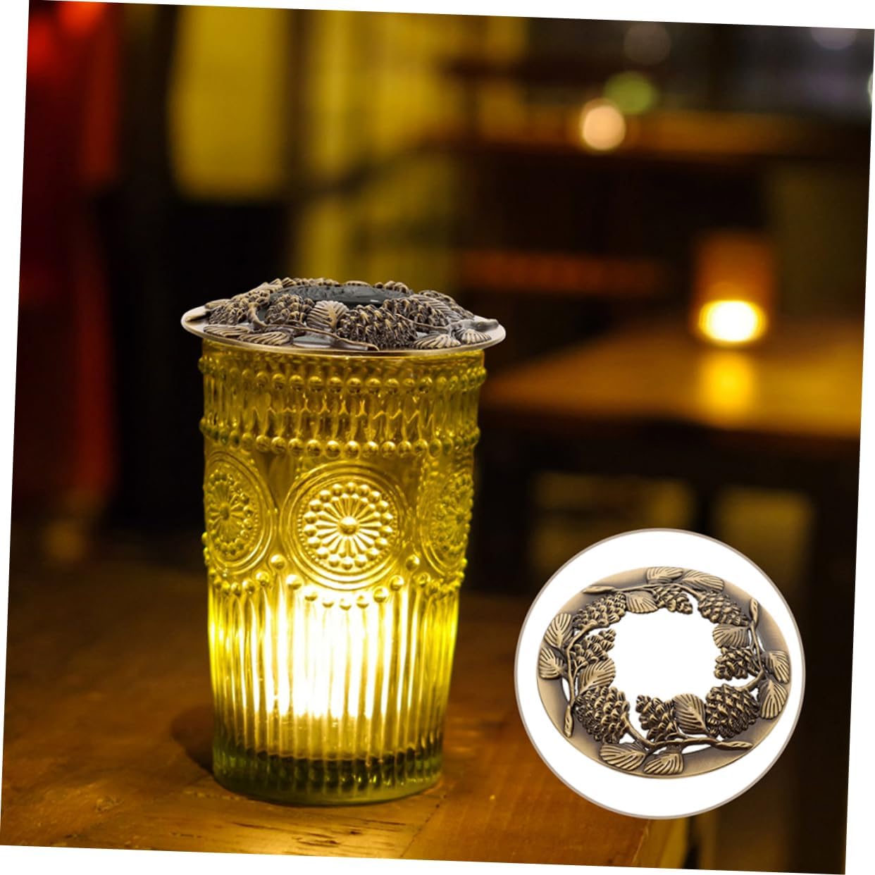 Angoily 2pcs Hollow Metal Candle Toppers for Scented Candles