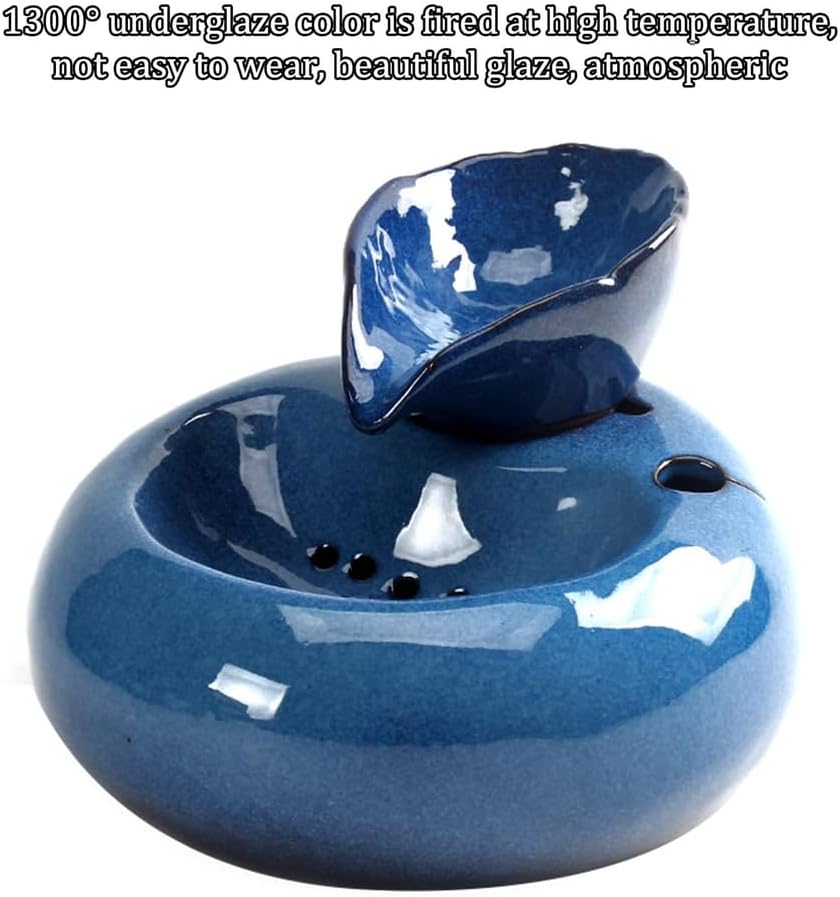 TOERVIOZ Black Ceramic Tabletop Water Fountain Pet Humidifier