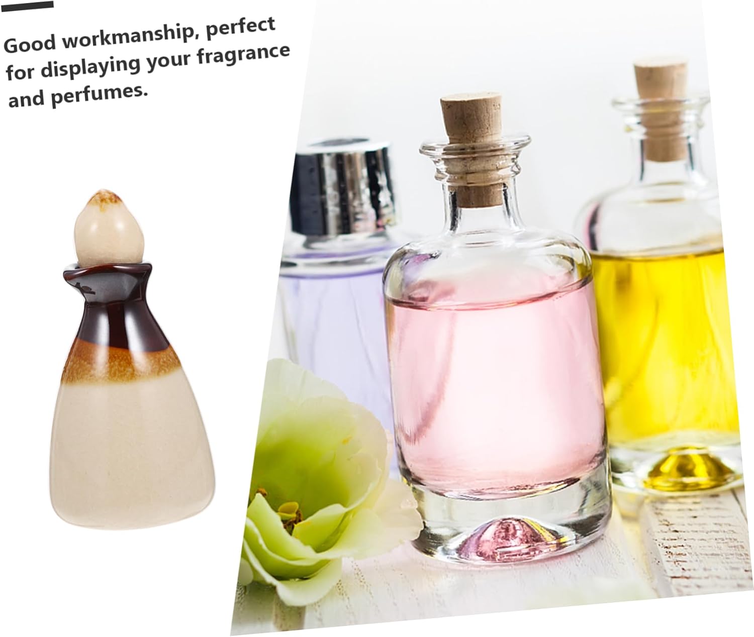 PRETYZOOM Decorative Ceramic Essential Oil Diffuser Bottle for Home Decor