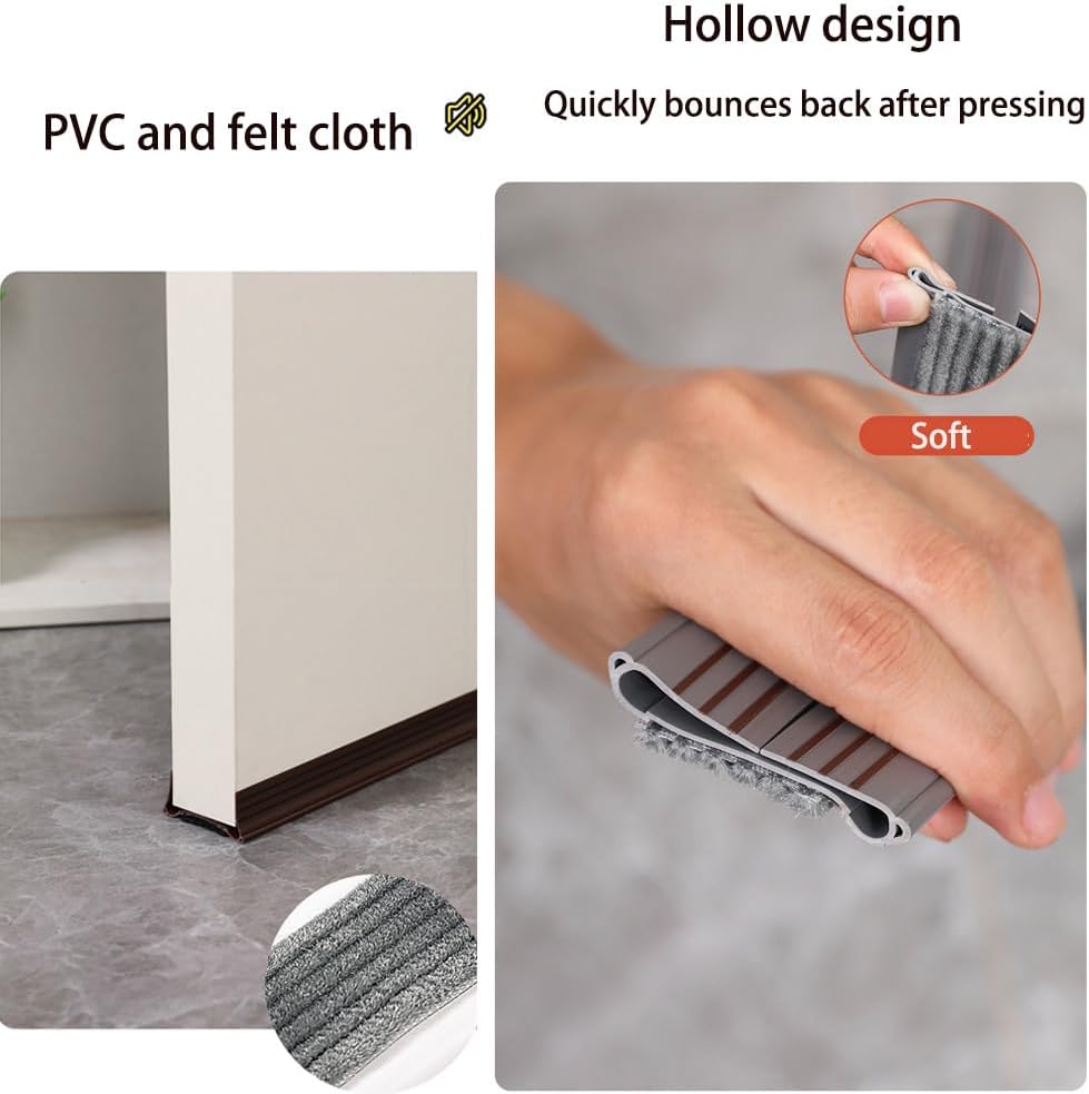 2Pack Door Draft Stopper with Felt Cloth Soundproofing for Doors