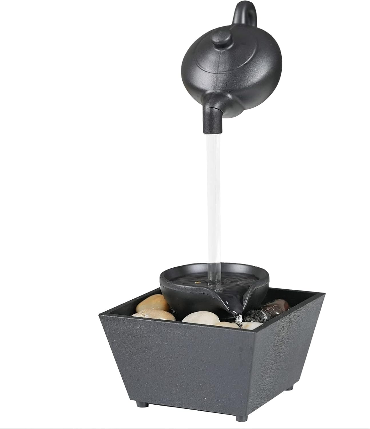 Horoper Floating Teapot Tabletop Water Fountain with LED Lights