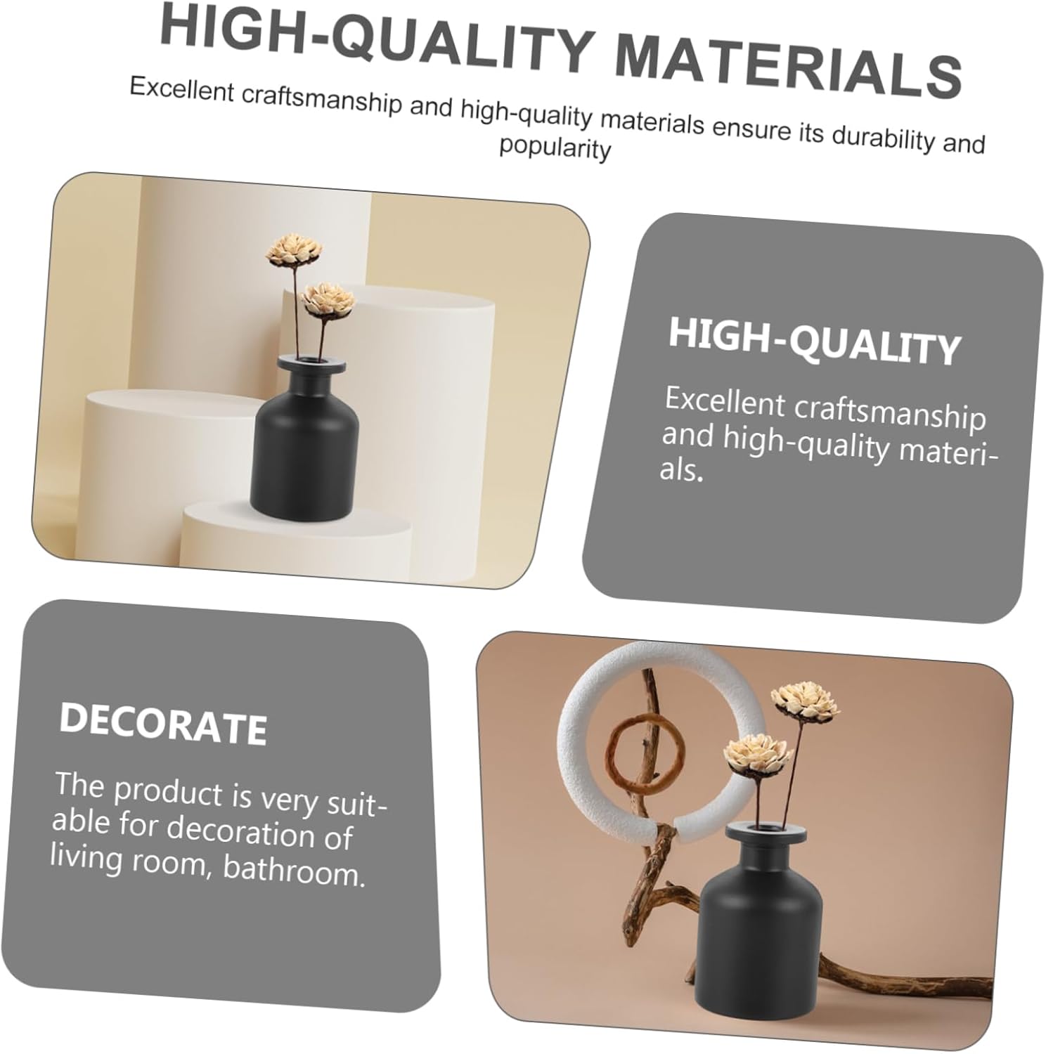 2pcs Chic Aroma Stick Glass Bottles Reusable Decorative Diffuser for Home Desktop