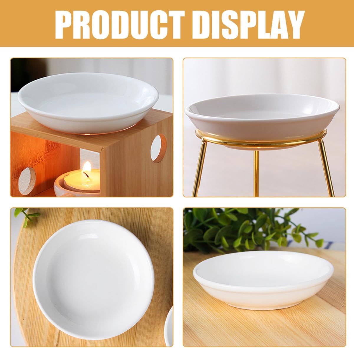 VOSAREA 6 Pcs Ceramic Aroma Trays for Wax Melting