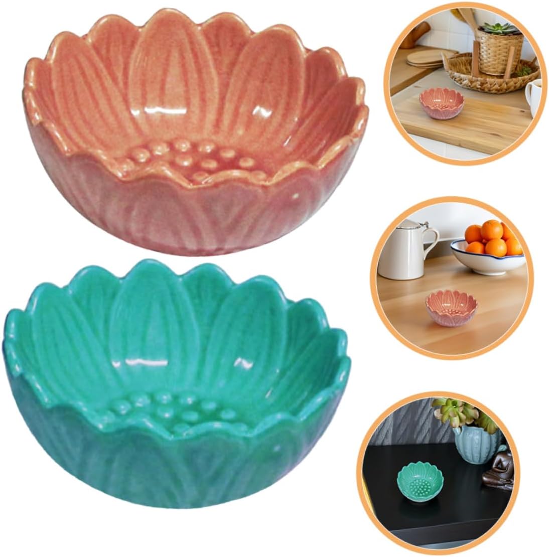 2pcs Lotus Ceramic Tray for Aromatherapy Incense and Candle Holder