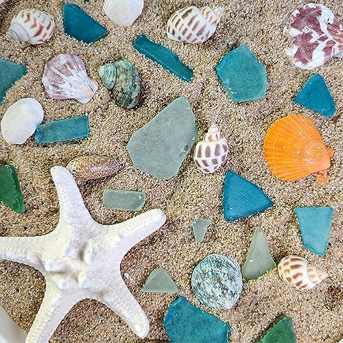 Ocefeiyue Green and Sea Blue Seaglass Pieces for Beach Party Aquarium Vase Fillers Crafts 2 LB Bulk