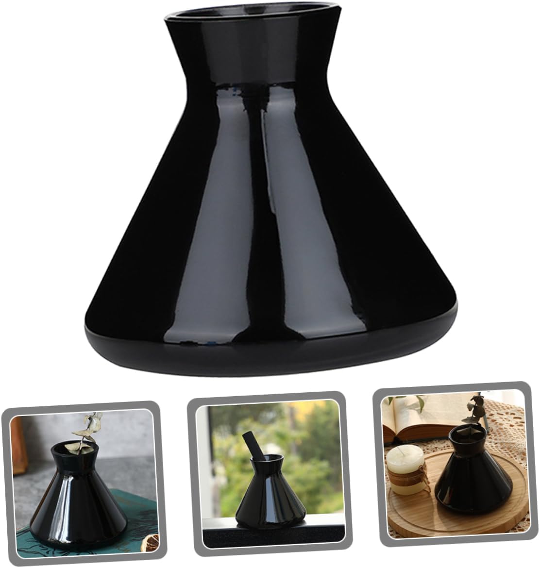 GARVALON Essential Oil Aromatherapy Glass Diffuser Bottle Decorative Perfume Jar Home Office Fragrance Container