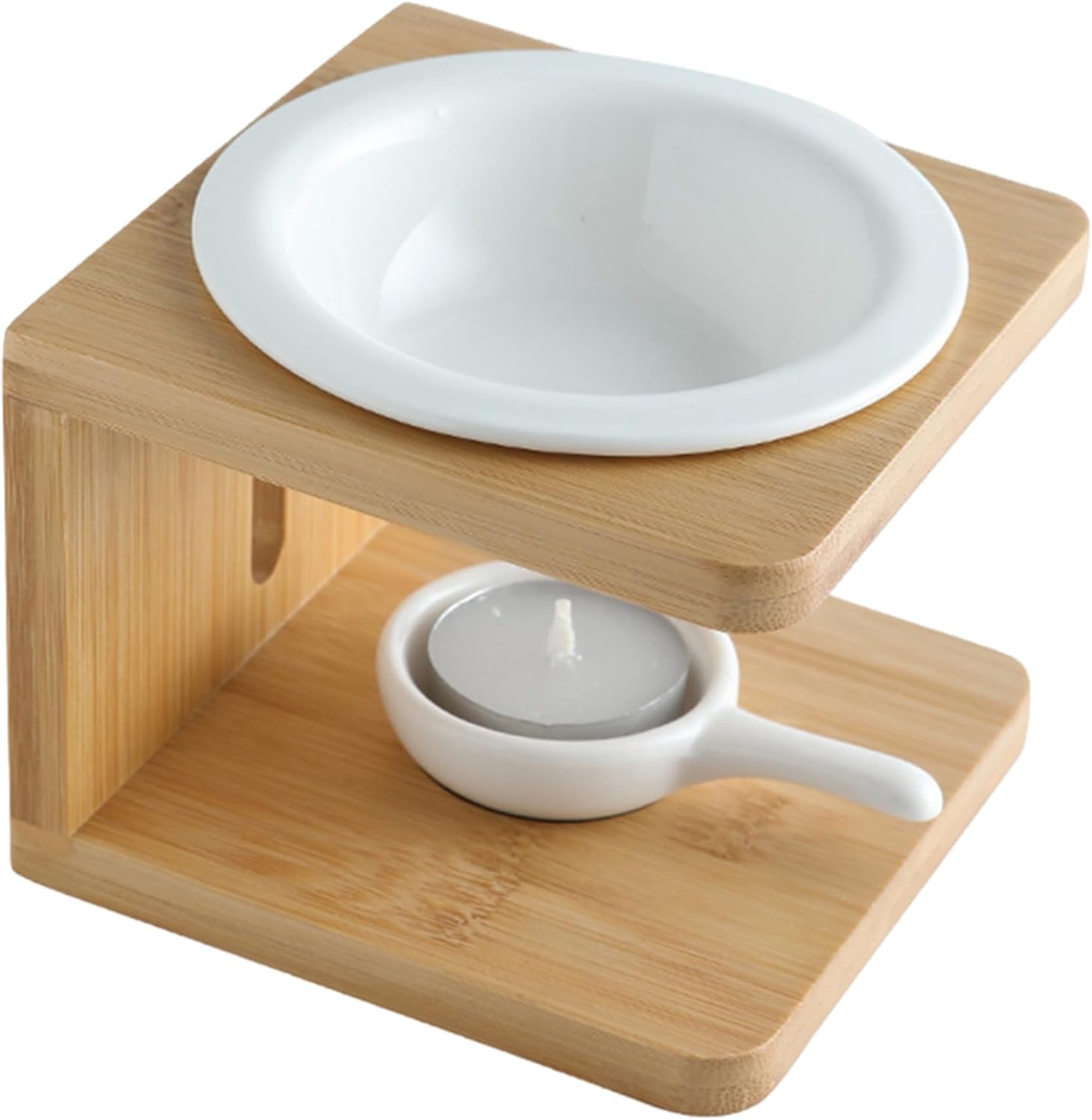 Essential Oil Burner Ceramic with Bamboo Base