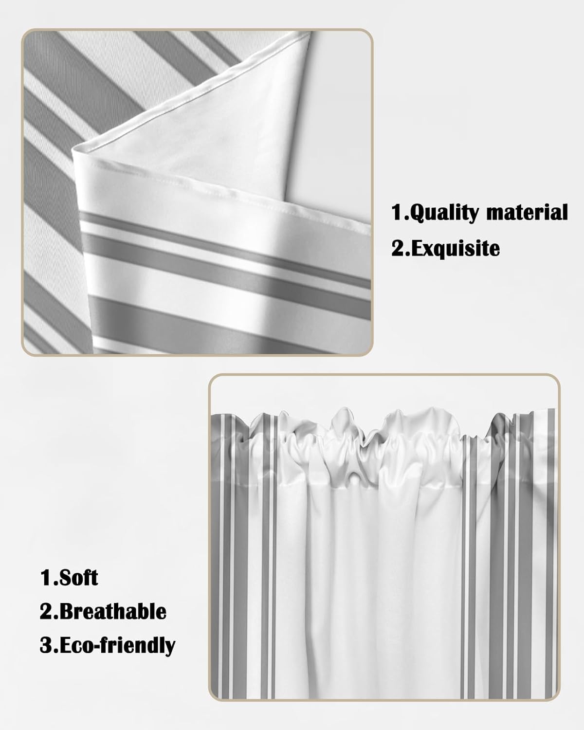Gray Stripes Swag Valance Curtains 28x36in Polyester Rod Pocket