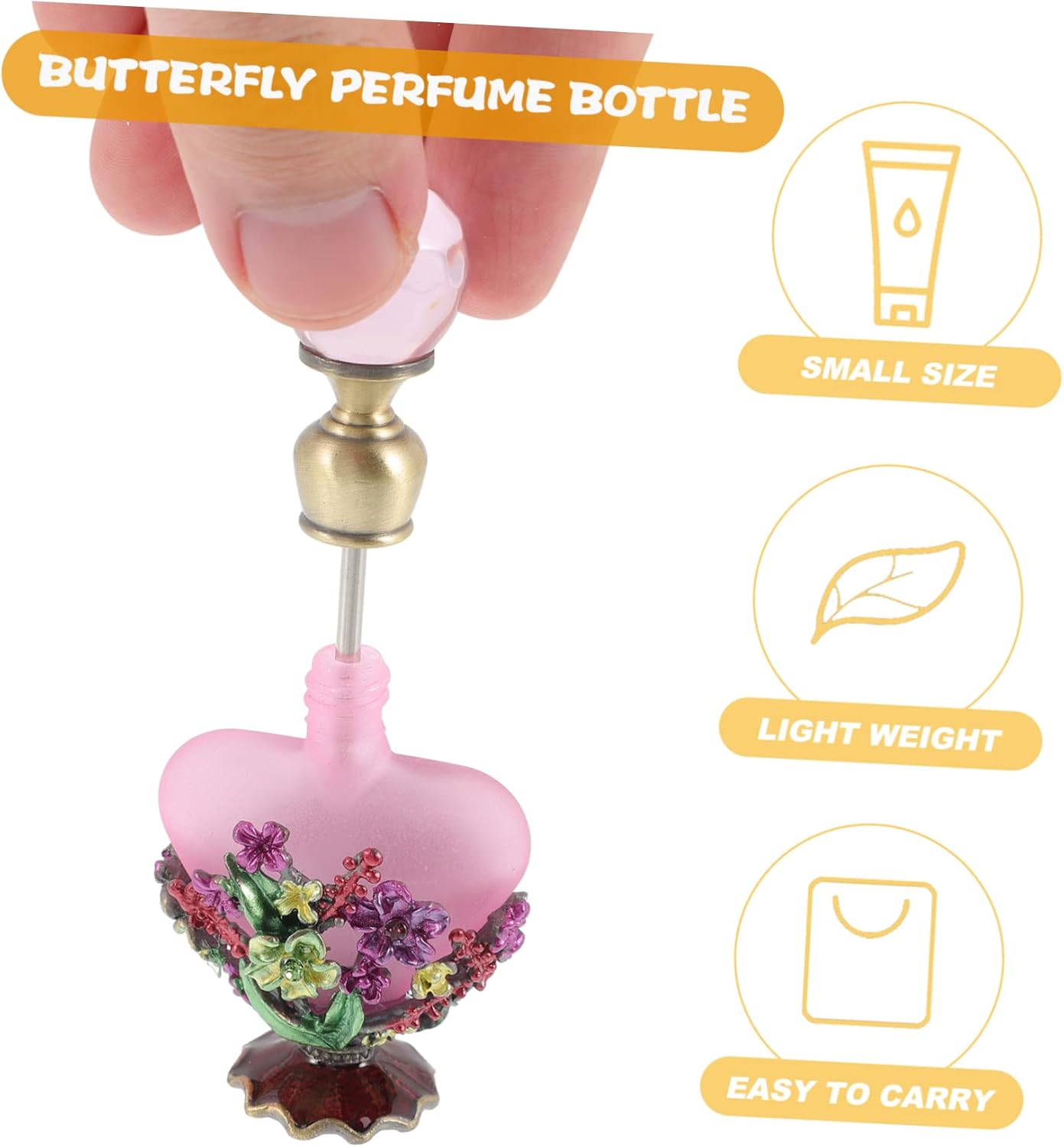 Retro Enamel Perfume Bottle 10ml Empty Glass Metal Holder