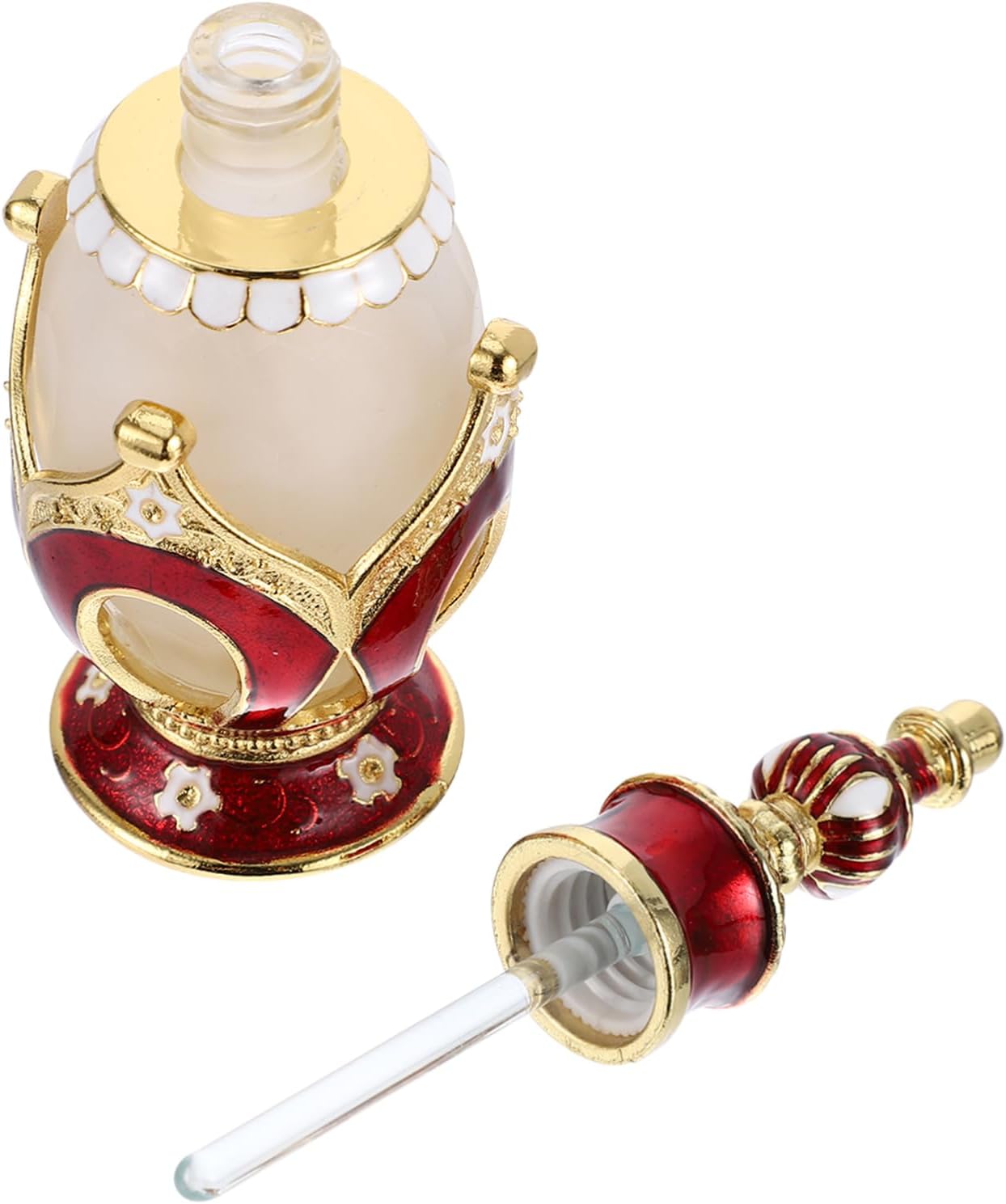Didiseaon Vintage Glass Perfume Bottle with Alloy Crown Refillable Essential Oil Container