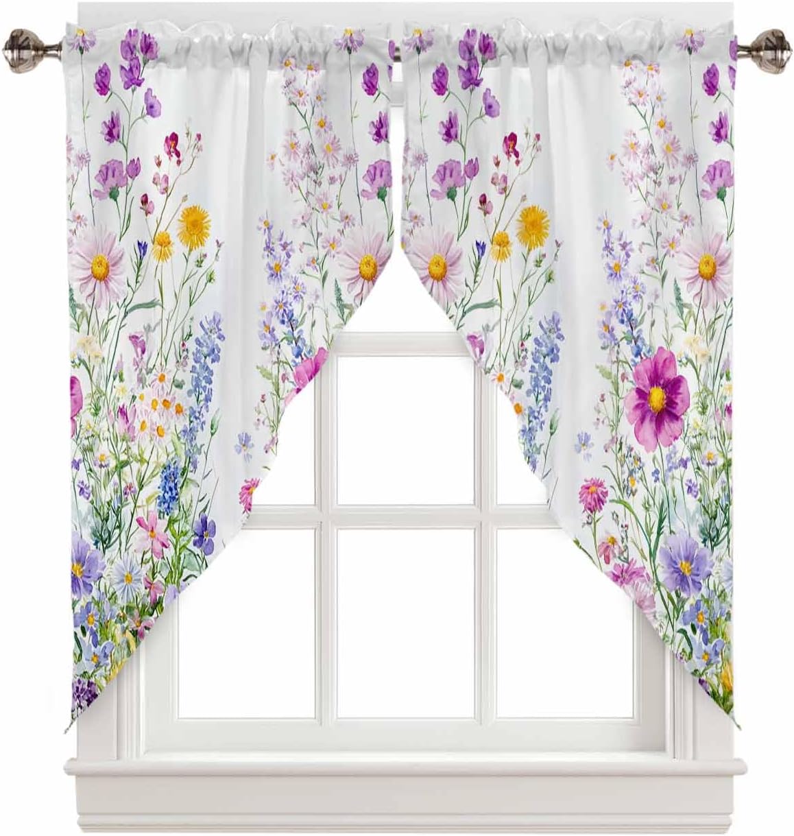 Flowers Spring Valances for Windows 2 Panel 28x36 inches