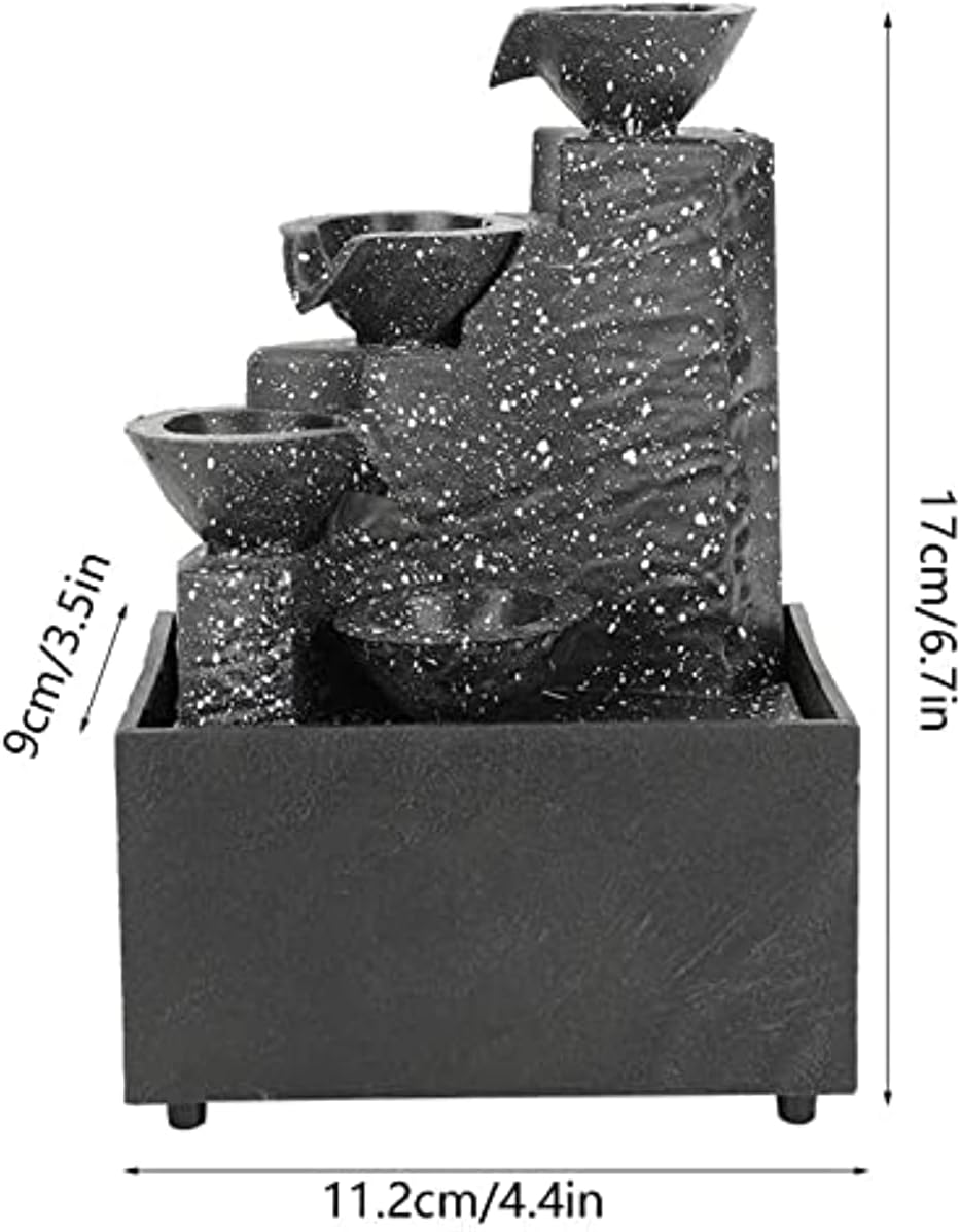 USB Desktop Water Fountain with Irregular Stones and LED Lights