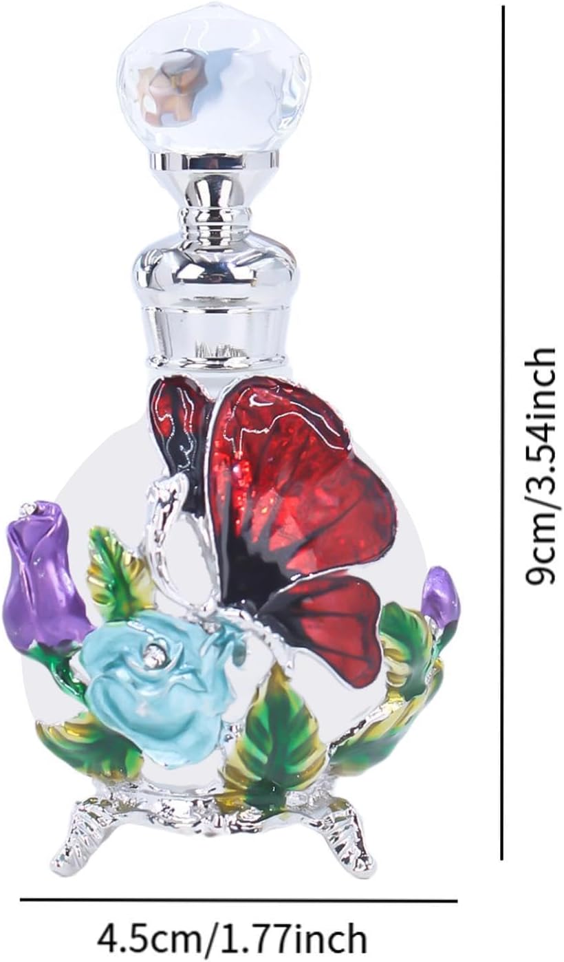 Glass Perfume Bottle 25ml Retro Embossed Dripping Cap Empty Vial for Ladies