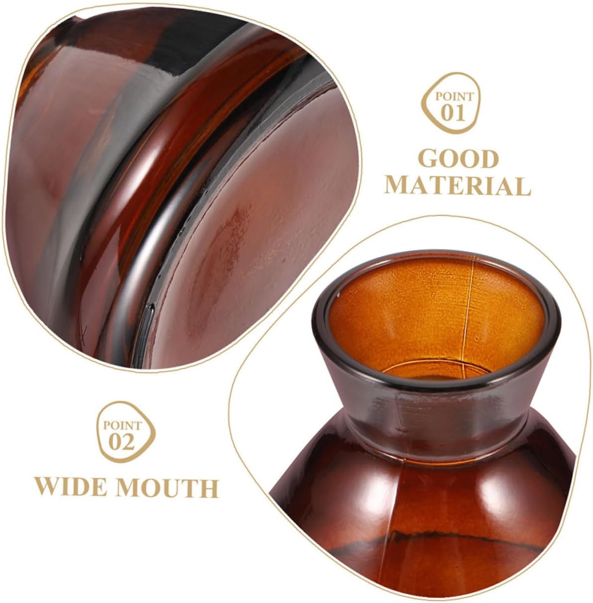 2pcs Empty Diffuser Bottle Wide Mouth Aroma Glass Decor