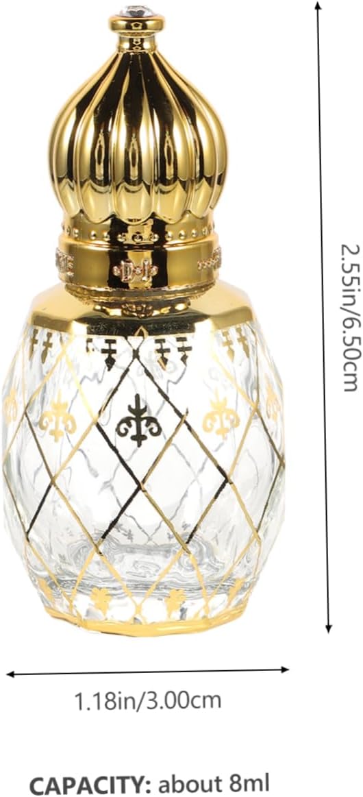 Middle Eastern Style Empty Perfume Bottle with Crown Lid