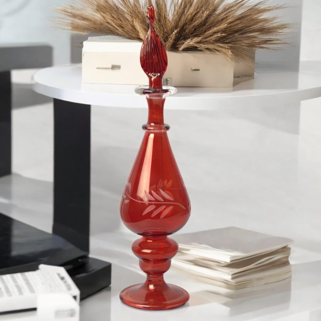 Ornamenta Hand-Blown Glass Perfume Bottle with Egyptian Engraving