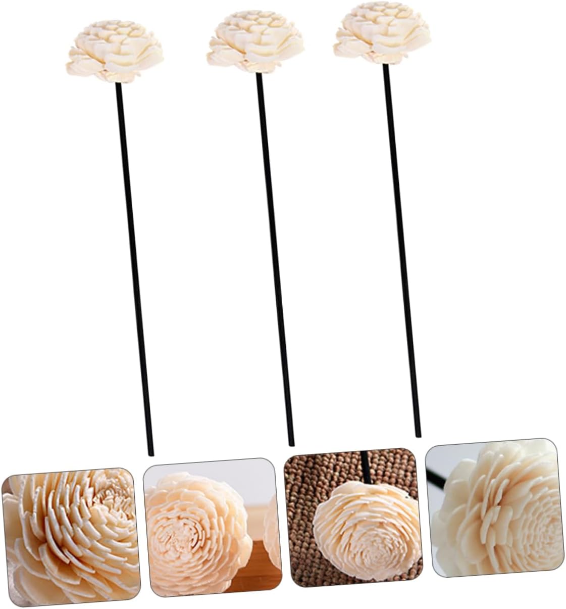 3pcs Dried Flower Diffuser Sticks for Home Aromatherapy Decor