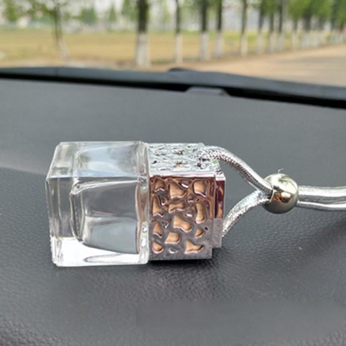 10pcs Square Glass Perfume Bottle Pendants for Car Diffuser and Travel Spray