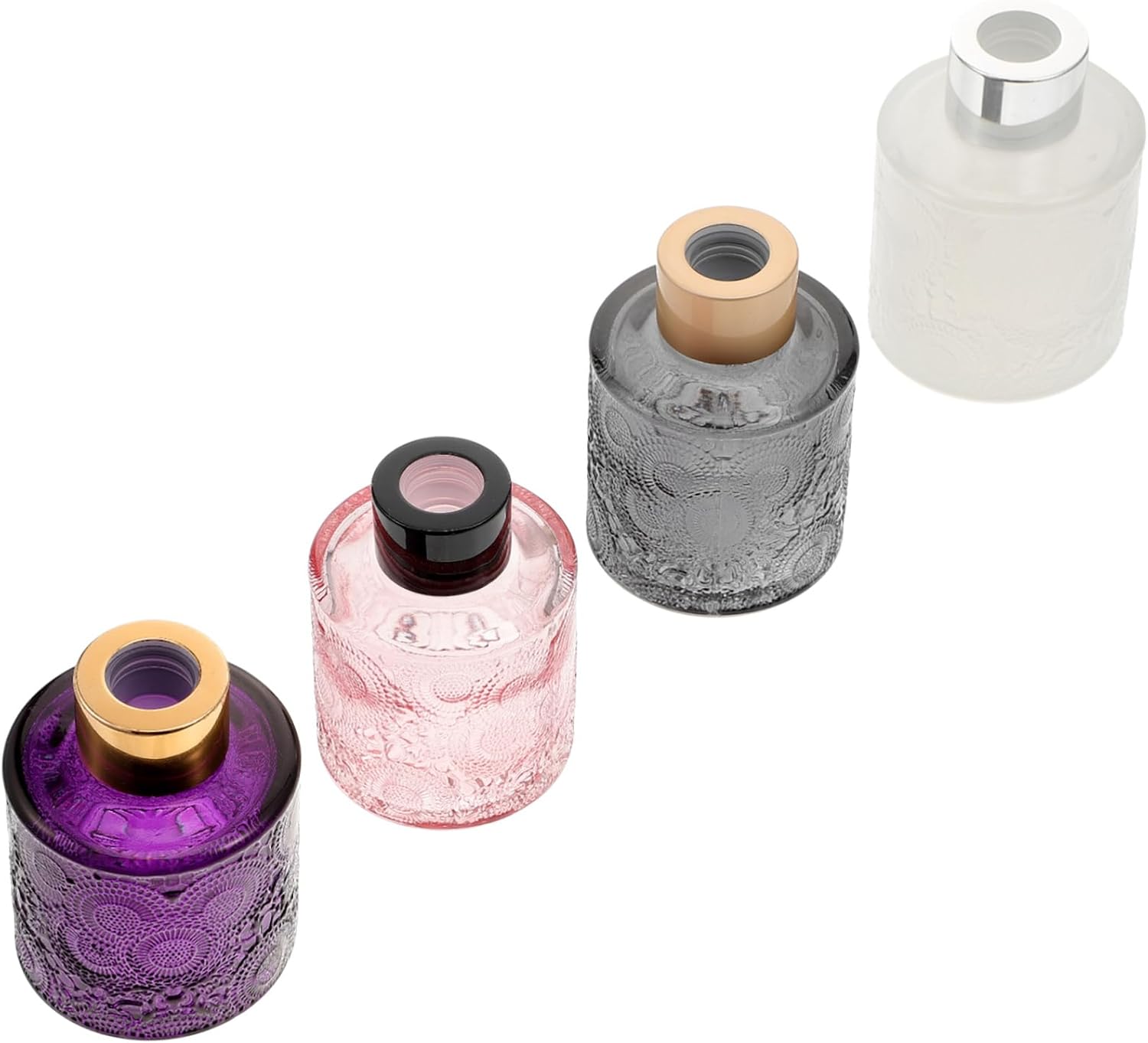 Amosfun 4pcs Embossed Aroma Diffuser Bottles for Home Decor