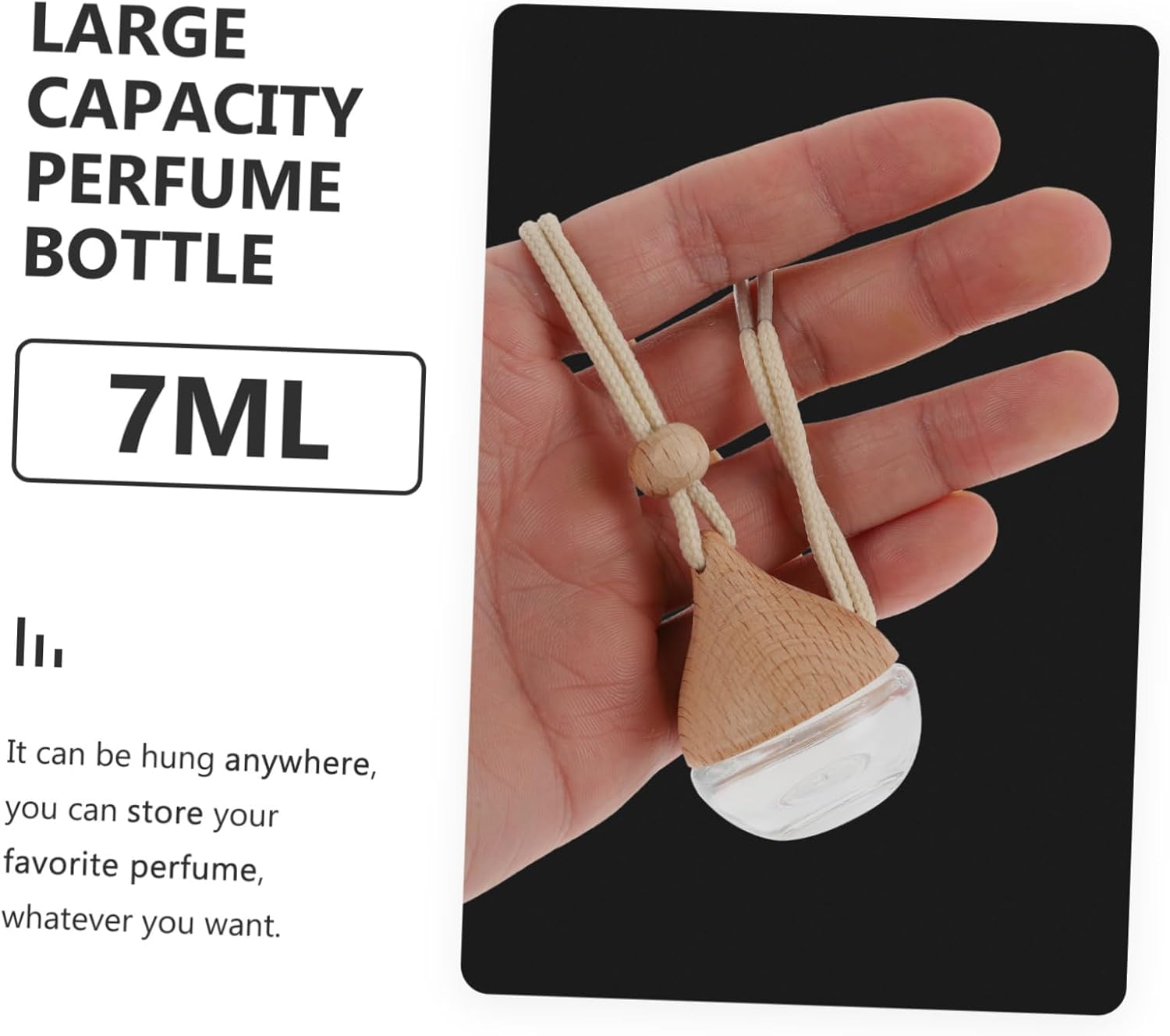 7ml Refillable Car Perfume Bottle Set of 6 Glass Aromatherapy Diffuser Decorative Hanging Bottle for Car