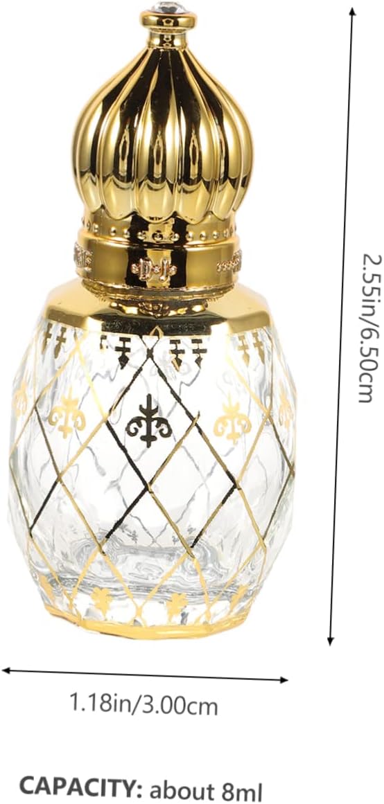 Middle Eastern Style Refillable Perfume Bottle with Vintage Crown Lid