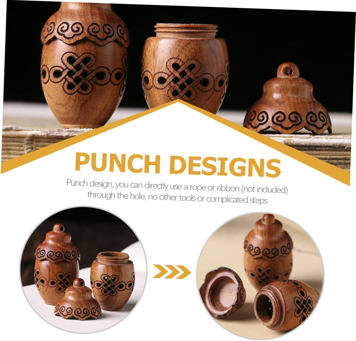 ERINGOGO Multi-Function Portable Wood Aroma Pendant Holder Decor