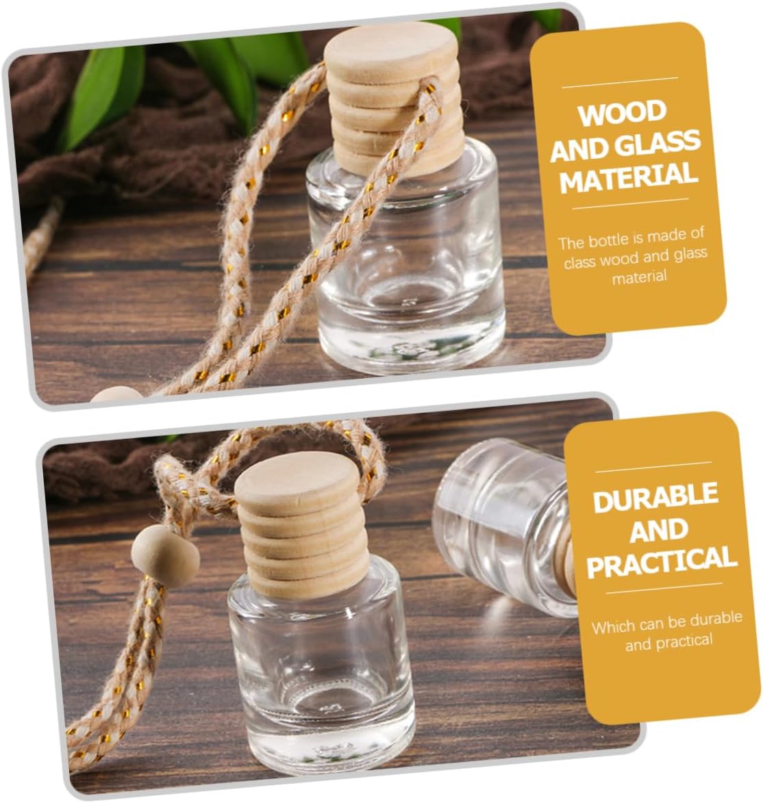 12Pcs Clear Perfume Bottles with Wood Cap for Home and Car Decoration