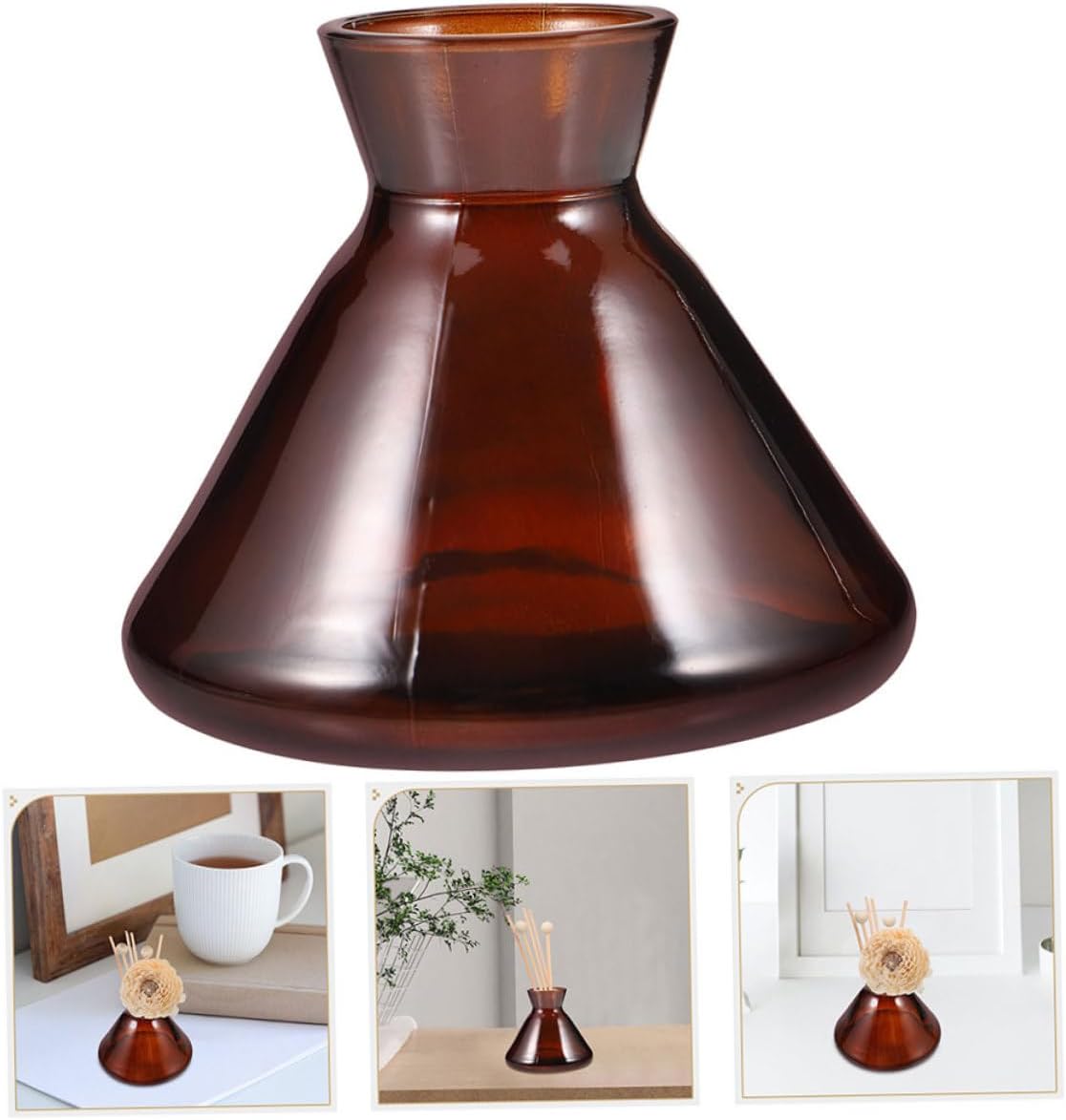 2pcs Empty Diffuser Bottle Wide Mouth Aroma Glass Decor