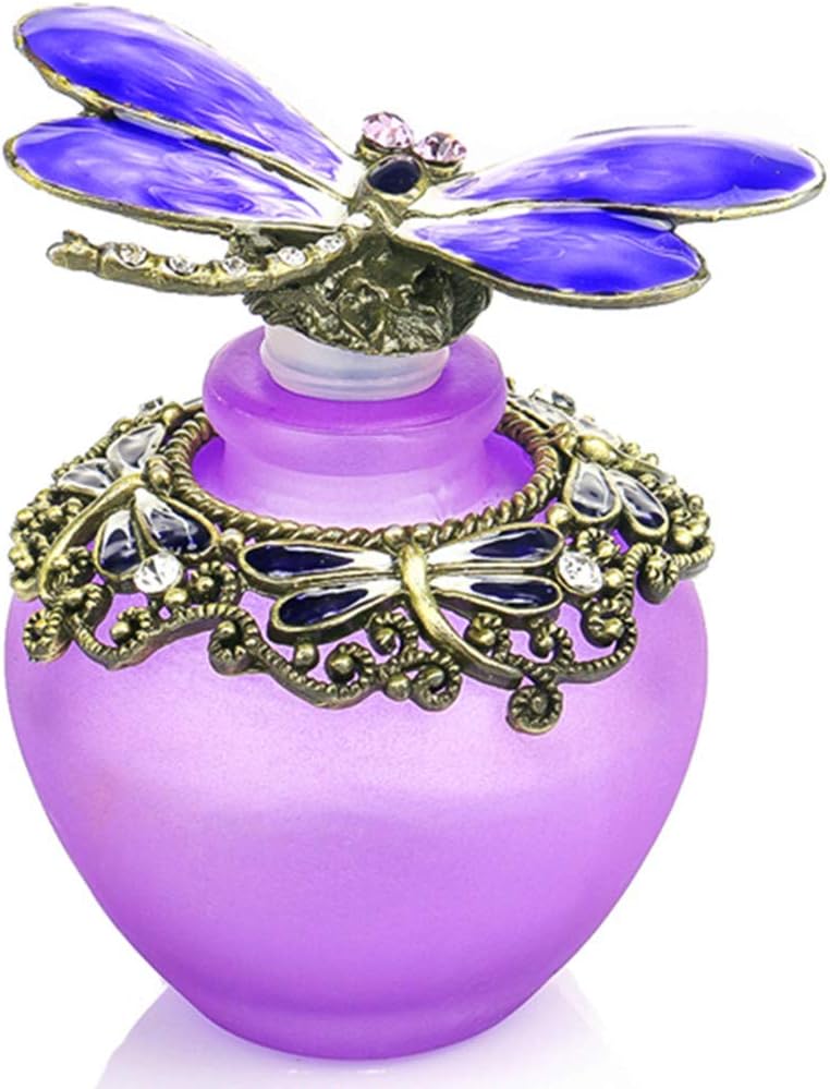 YU FENG 40ml Purple Dragonfly Glass Perfume Bottle with Butterfly Lid