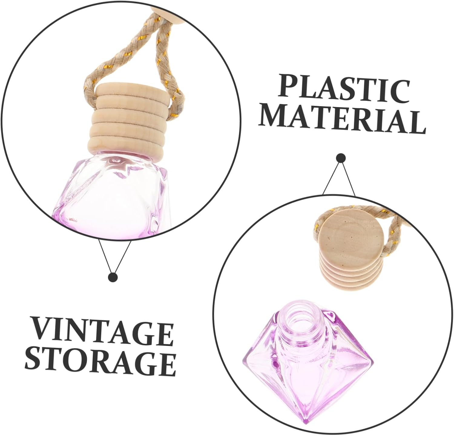 5Pcs Car Hanging Perfume Bottle Pendant with String Refillable Essential Oil Diffuser Ornament