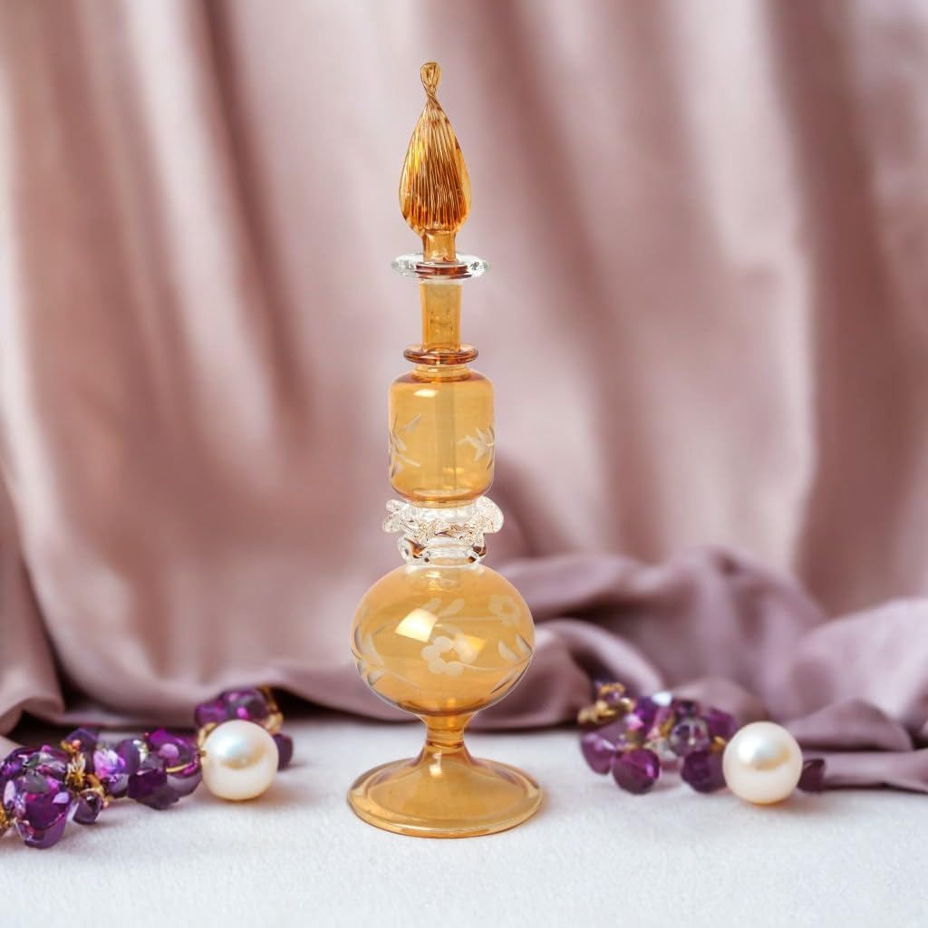Hand Blown Amber Fragrance Glass Bottle