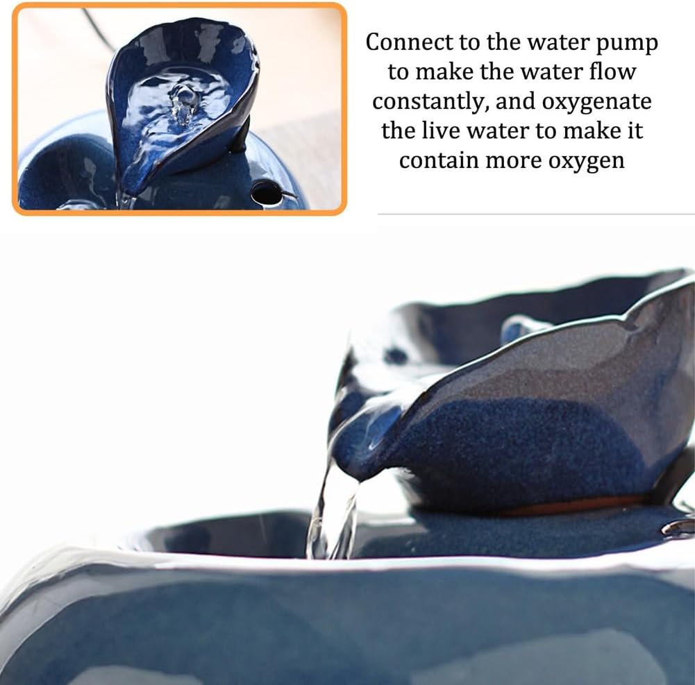 TOERVIOZ Black Ceramic Tabletop Water Fountain Pet Humidifier