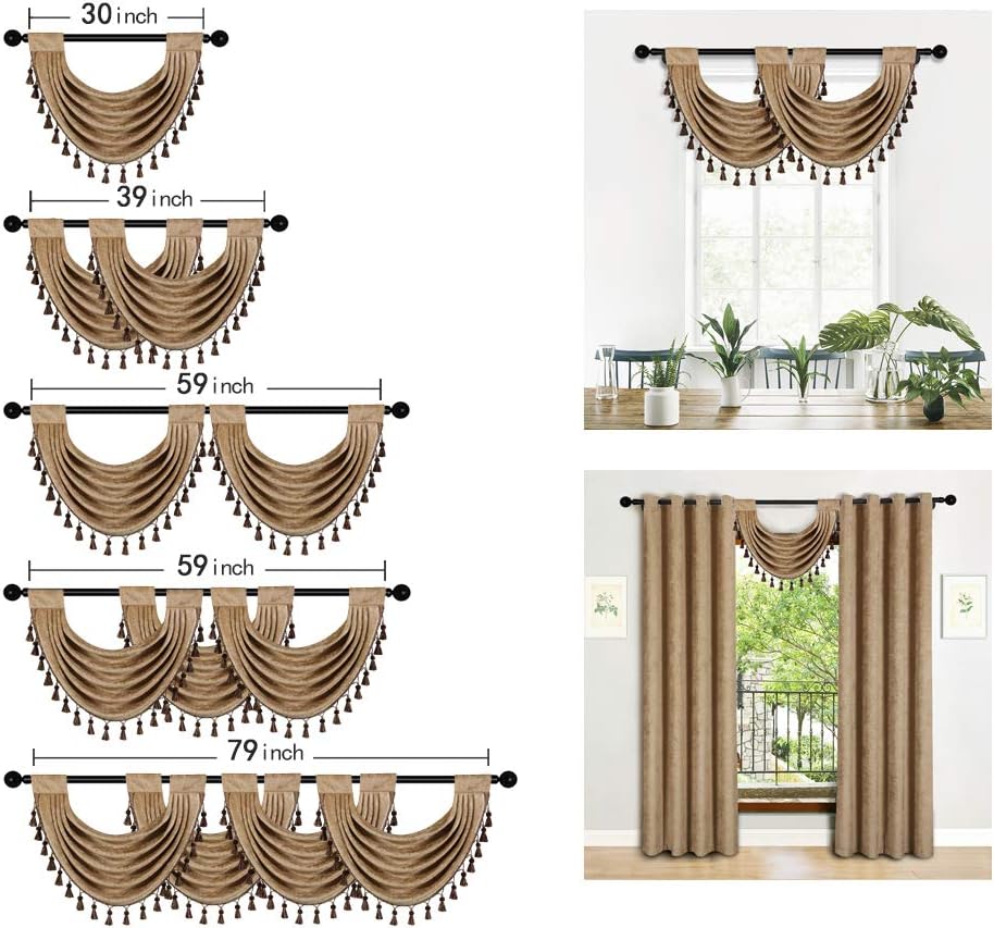 ELKCA Coffee Thick Chenille Swag Valance 30x22