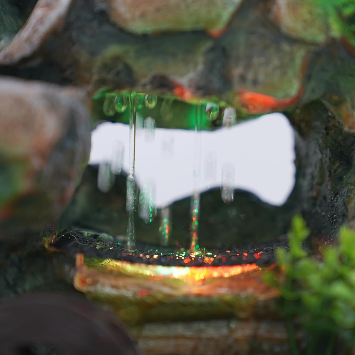 Gagalayong Tabletop Fountain with LED Lights and Natural Rocks