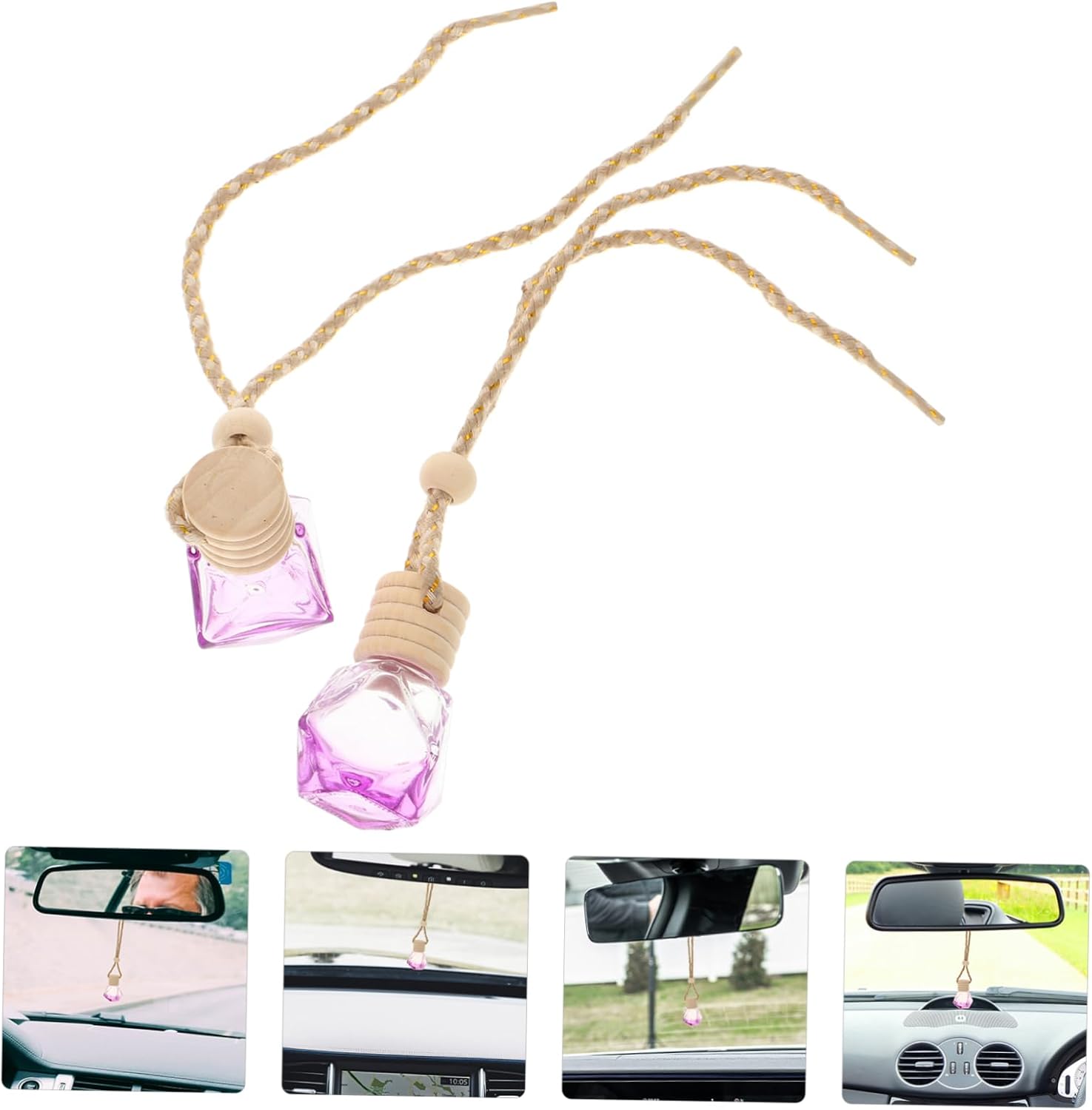 5Pcs Car Hanging Perfume Diffuser Bottles with Lid and String for Rearview Mirror Decor
