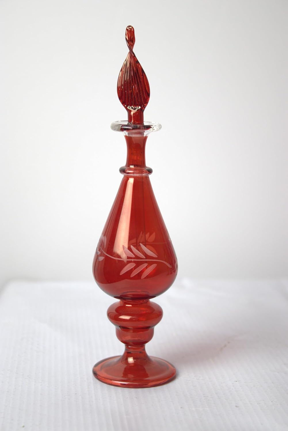 Ornamenta Hand-Blown Glass Perfume Bottle with Egyptian Engraving