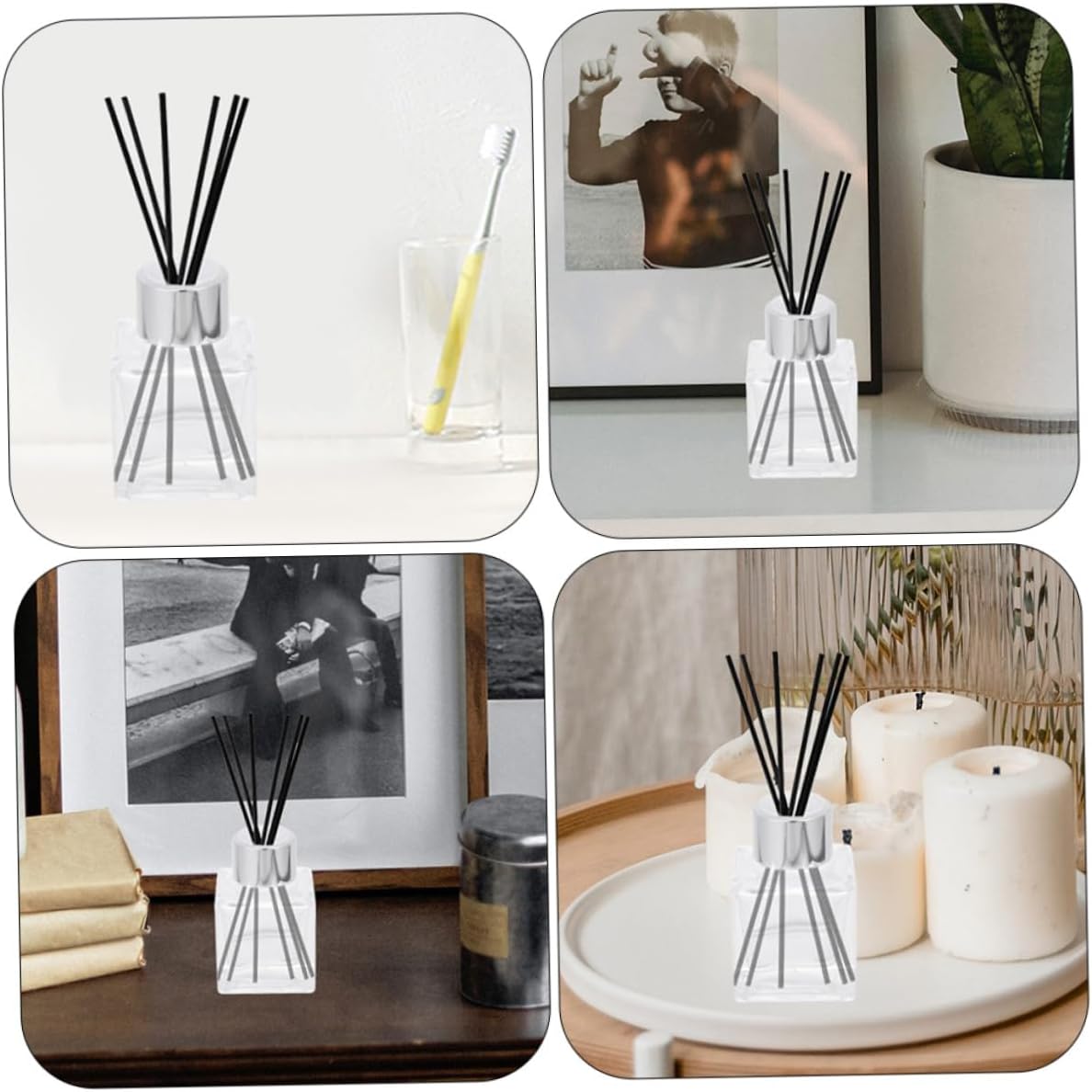 Happyyami 50ml Glass Aromatherapy Diffuser Bottle Square Design