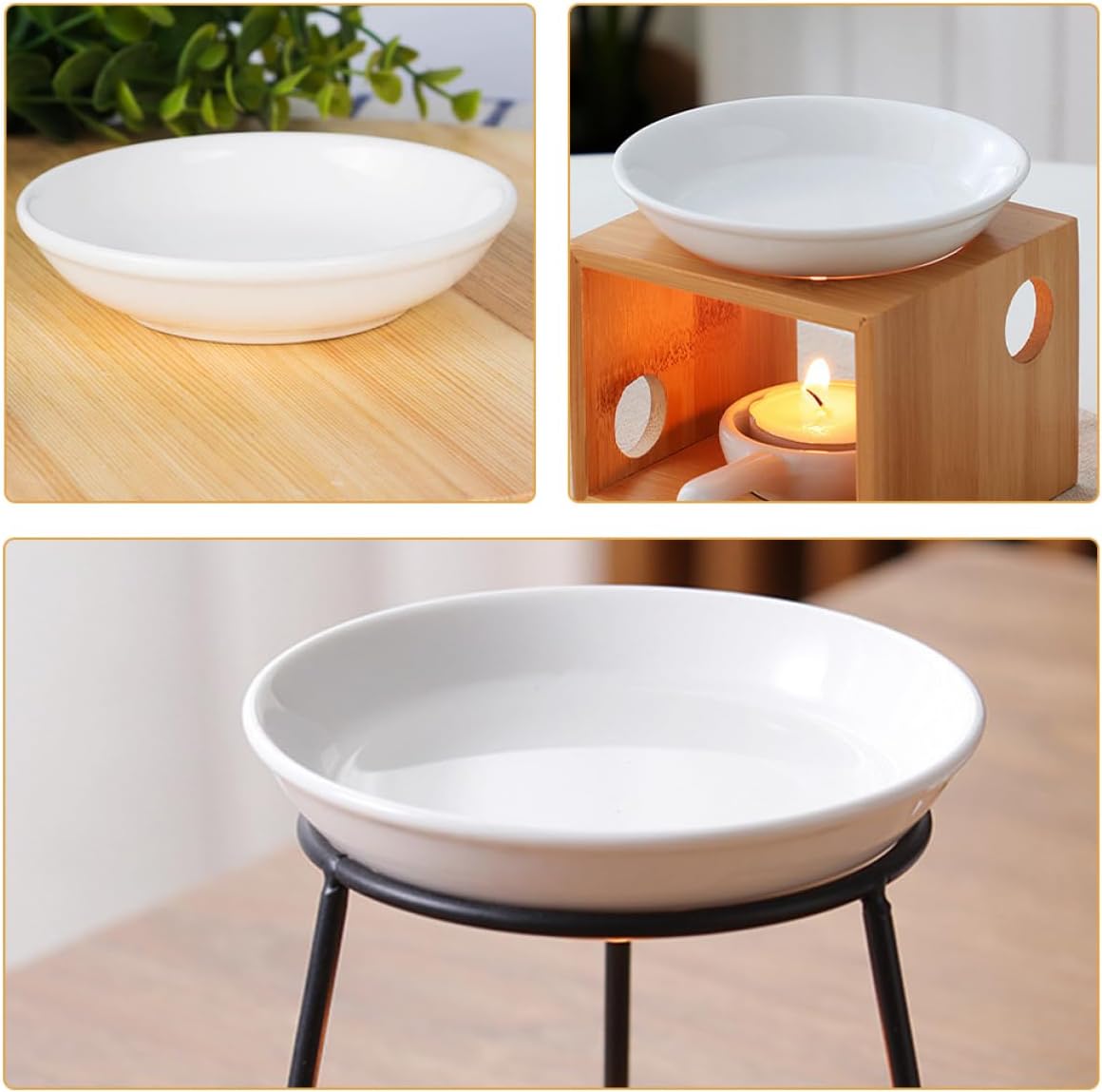 VOSAREA 6 Pcs Ceramic Aroma Trays for Wax Melting