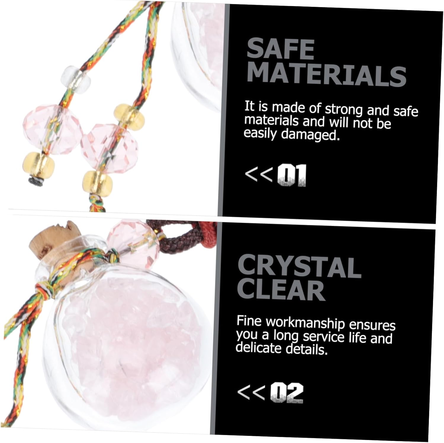 Natural Crystal Glass Essential Oil Car Hanging Perfume Bottle