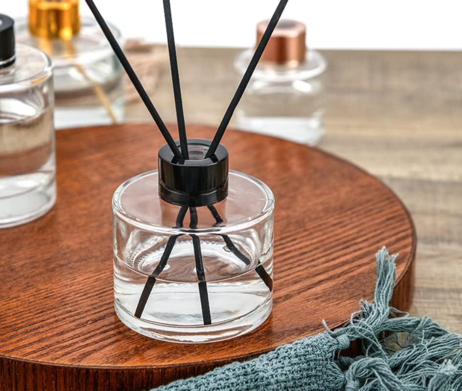 2 Pcs 50ml Clear Glass Diffuser Bottles with Black Lid