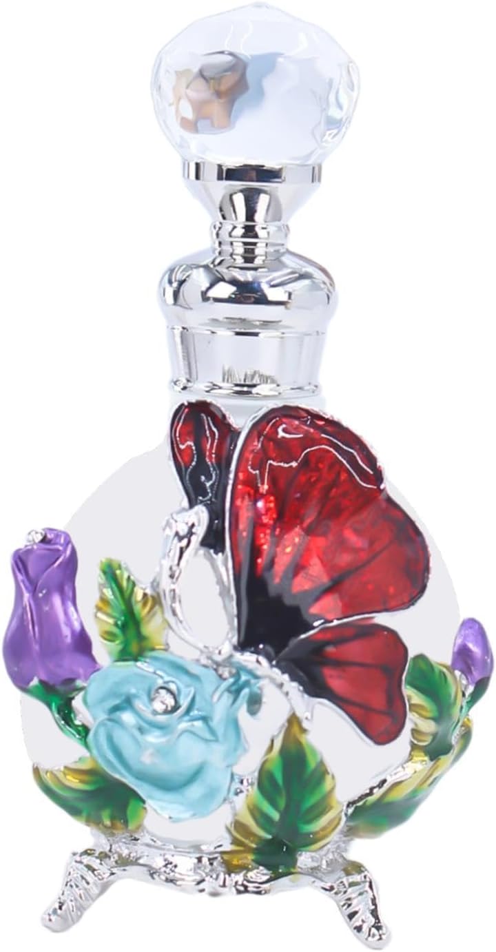 Glass Perfume Bottle 25ml Retro Embossed Dripping Cap Empty Vial for Ladies