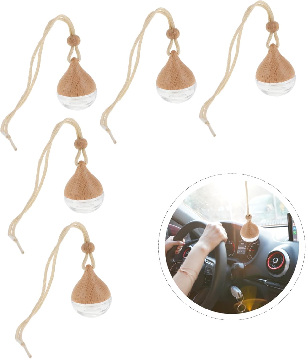 HEALLILY 6Pcs Car Essential Oil Diffuser Bottles Decorative Hanging Perfume Decor