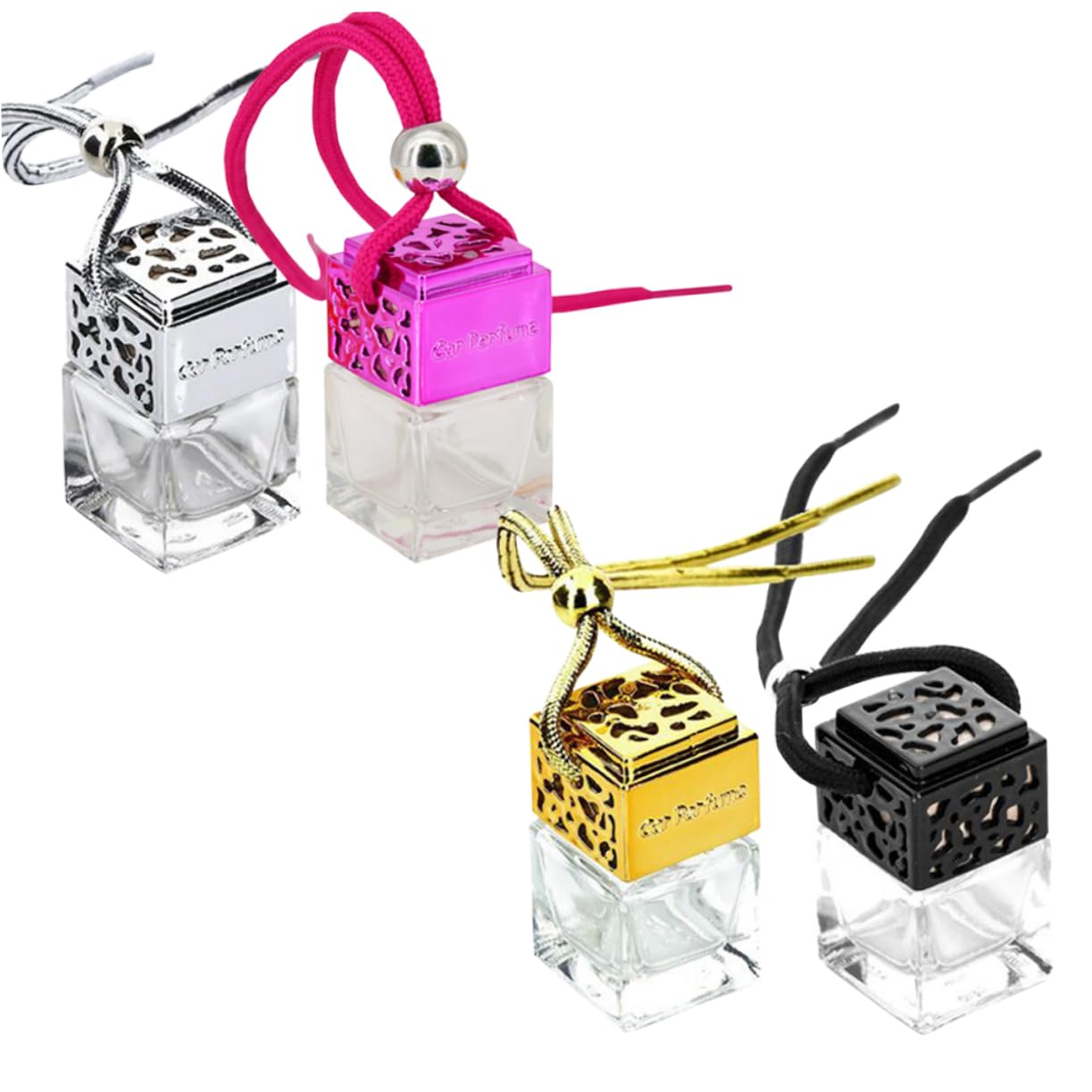 PartyKindom 4Pcs 8ml Hanging Perfume Bottle Pendant Decorative Glass Essential Oil Holder